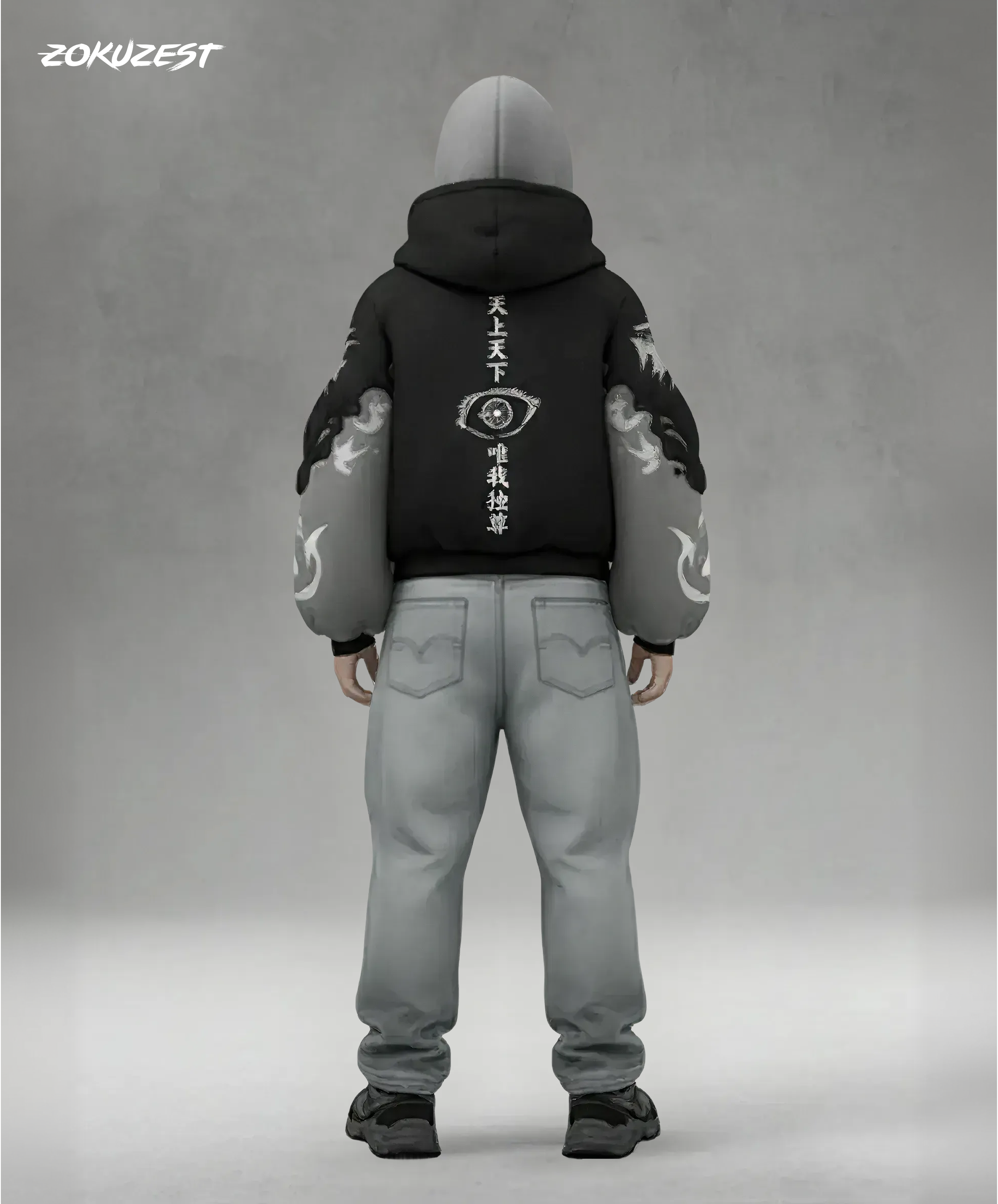 SIX EYES Double Hood Upgrade anime streetwear hoodie - ZokuZest