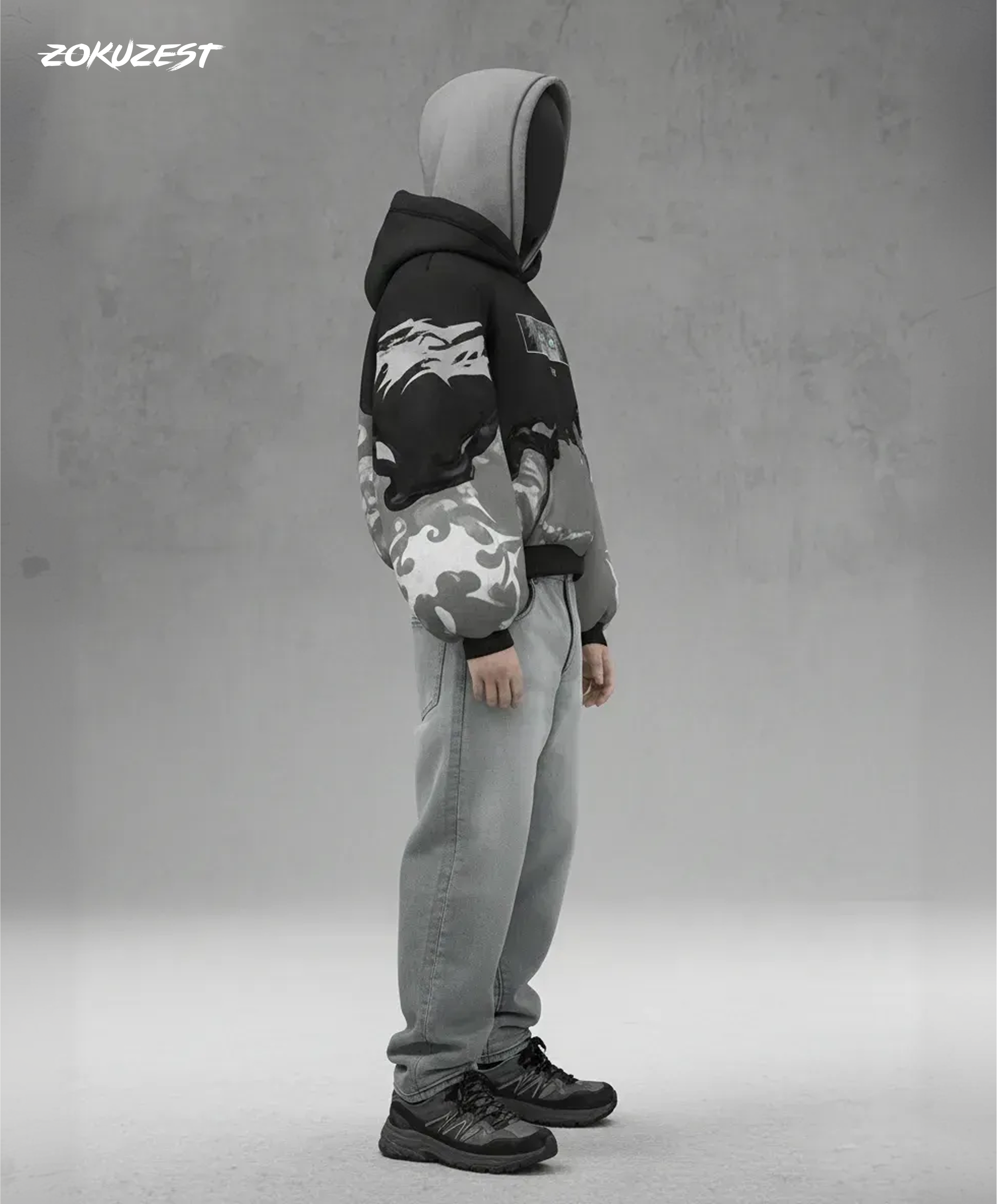 SIX EYES Double Hood Upgrade anime streetwear hoodie - ZokuZest