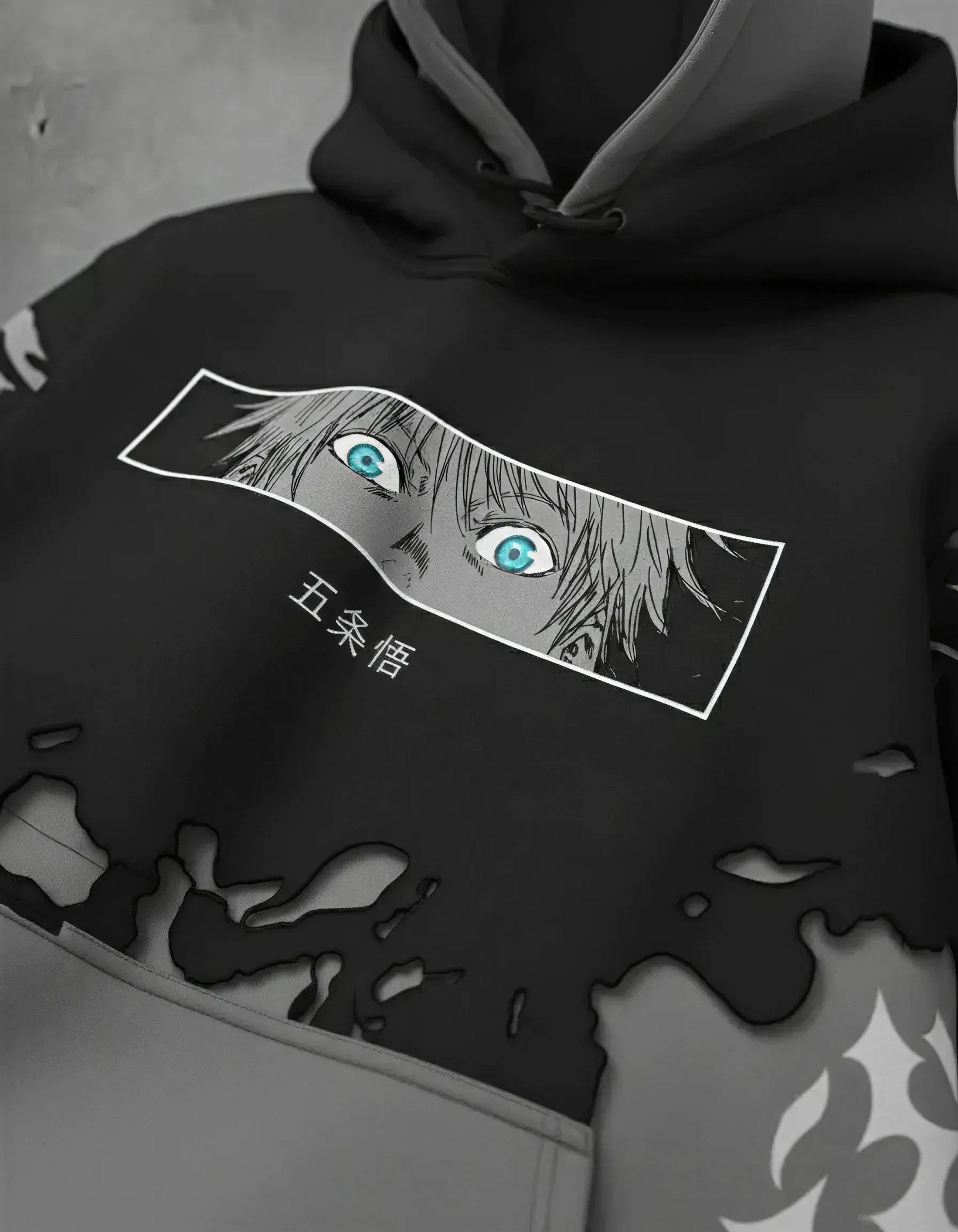 SIX EYES Double Hood Upgrade anime streetwear hoodie - ZokuZest